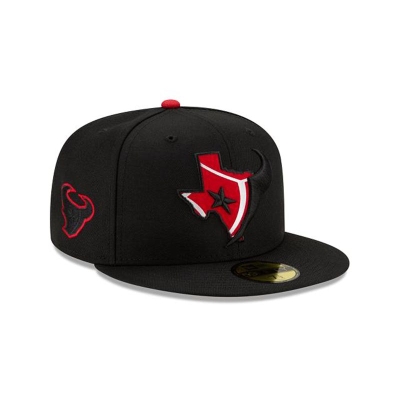 Black Houston Texans Hat - New Era NFL State Logo Reflect 59FIFTY Fitted Caps USA2957138